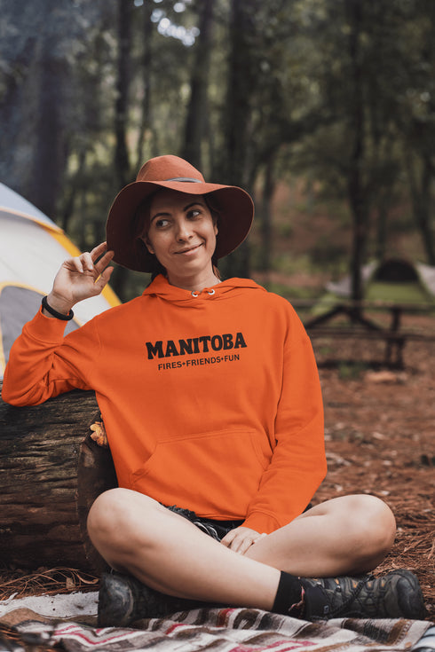 C & Win Sports Manitoba-Fires, Friends, Fun Hoodie ( Double Sided) Orange / S - C & Win Sports